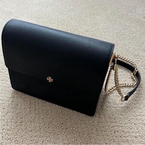 Tory Burch Black Crossbody Bag with Gold Chain
